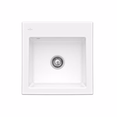 Evier 1 bac VILLEROY ET BOCH Subway 50 S 52,5 x 51 cm sans egouttoir Blanc CeramicPlus avec vidage manuel