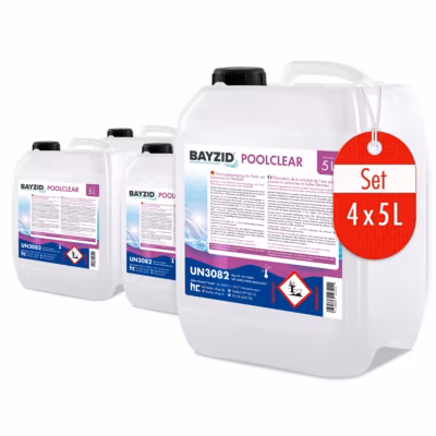 4 x 5 L Traitement Liquide Pour Éliminer La Turbidité Des Piscines Équipées De Cartouches Ou De Boules Filtrantes