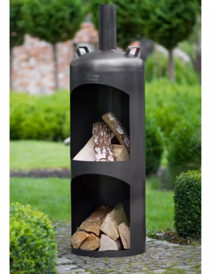 Cheminée d&rsquo;extérieur cylindrique en acier FARO 40x40x132 cm