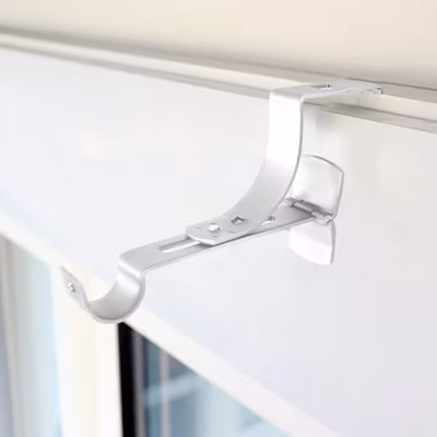 2 Supports de Tringle à  Rideaux, Sans Perçage, Blanc, Diamètre 28 mm, pour Coffre de Volet Roulant