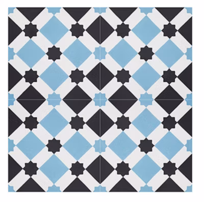 Boite de 24 Carreaux de ciment hydraulique 0,96m2 / Carreaux de ciment artisanaux pour sol et mur coloris bleu – l.20 x L.20 cm