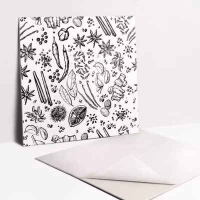 Carreaux vinyle Tulup 30×30 cm Légumes et fruits de dessins animés 9 pcs
