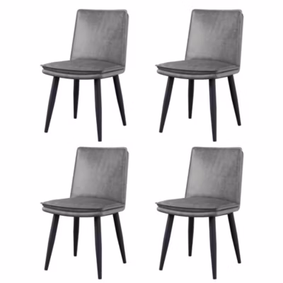 4 Chaises Salle à Manger – PU Double Épaisseur, Gris