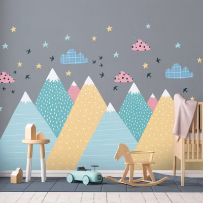 Stickers enfant montagnes scandinaves donika 100 x 150 cm