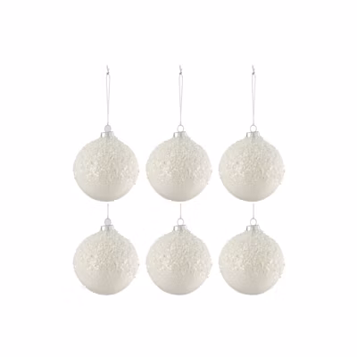 Boite de 6 boules de Noël en verre blanc 9x9x10 cm