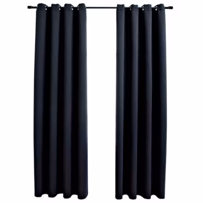 vidaXL Rideaux occultants avec anneaux en métal 2 pcs Noir 140×225 cm