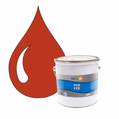 Peinture fer antirouille – Laque extérieure Semi-Brillante POK FER – 2,5L – RAL 3000 – Rouge Feu