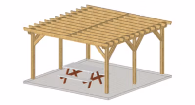 Carport pergola indépendante 650cmx350xcm Bois DOUGLAS Français label PEFC (Charpente-Auvent – Abri terrasse)  surface 2275 m²