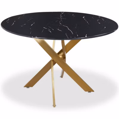 Table de Repas Ronde « Rixa » 120cm Noir & Or