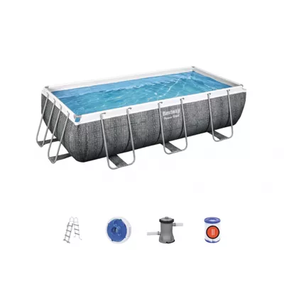 Piscine Hors sol Tubulaire Bestway Power Steel Design Rotin 404x201x100 cm Filtre a Cartouche de 2.006 litres/heure avec Echelle