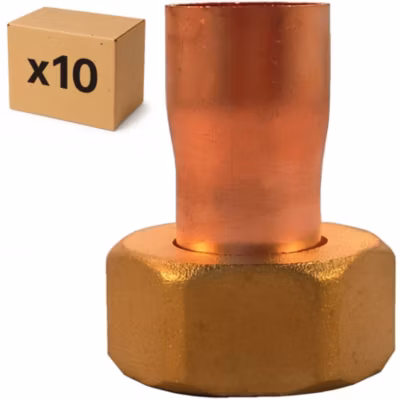 PACK de 10 douilles cuivre plomberie 2 pieces droite a souder écrou libre en laiton femelle 3/4&Prime; (20×27) pour cuivre de 18