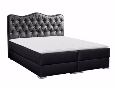 Lit continental Baltimore 162, Double, Noir, Faux cuir, Disponible