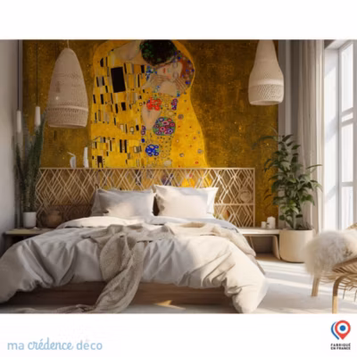 Papier peint Gustav Klimt, Le baiser – Intissé – 200 cm – 280 cm – MaCrédenceDéco