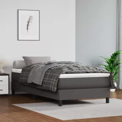 347686 vidaXL Matelas de lit à ressorts ensachés Gris 80×200 cm epaisseur 20 cm Similicuir