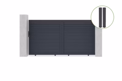 Portail coulissant 3m CARPATIA H.160cm alu gris + 2 poteaux 20x20cm H.190cm