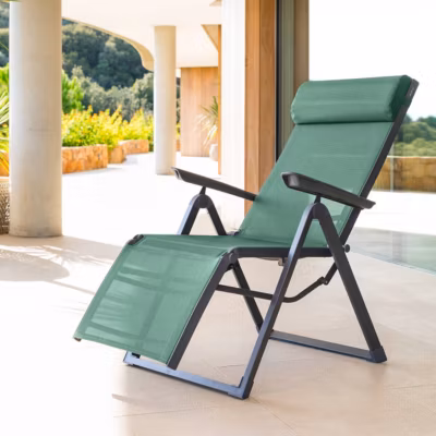 Fauteuil de jardin inclinable Decima Vert olive & Graphite – Hespéride