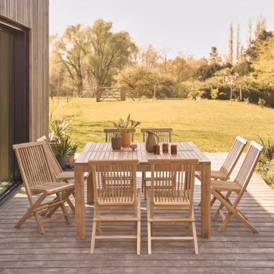 Salon de jardin en teck massif 6/8 places