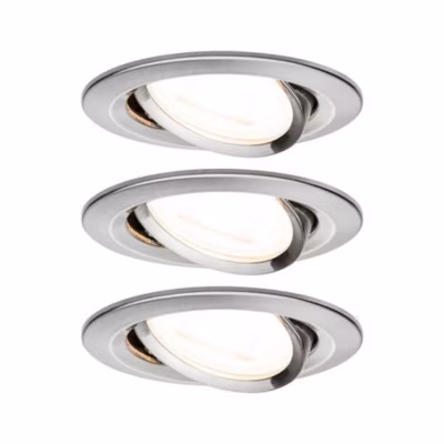 Paulmann Nova 93429 – Set de 3 spots encastrables LED GU10 3×6,5W, acier brossé, orientables