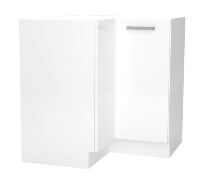 Meuble bas d&rsquo;angle de cuisine coloris blanc – longueur 78.6 x profondeur 78.6 x hauteur 82 cm