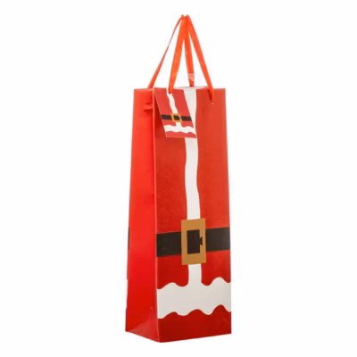 Sac cadeau imprimé taille bouteille tenue de Père Noël paillettes rouge – Atmosphera