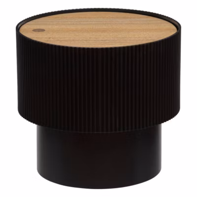 Table à café Enola en placage frêne D38,5cm noir – Atmosphera