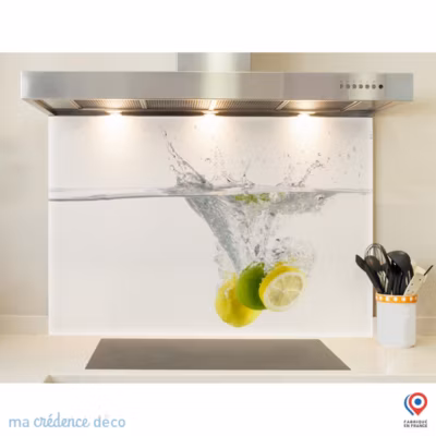 Crédence cuisine fond de hotte Bain de citrons – Verre trempé – L 70 cm x H 60 cm – MaCrédenceDéco