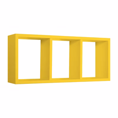 Étagère murale, bibliothèque flottante, étagère murale, jaune canari, 70x30x15,5 cm – Tristano