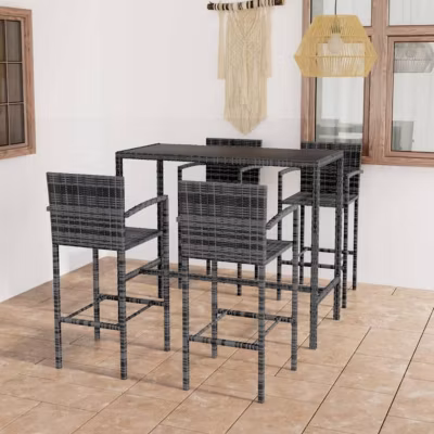 vidaXL Ensemble de Bar de Jardin 5 pcs Table et Chaises de Patio Mobilier de Terrasse Salon de Jardin Extérieur Résine 3064844