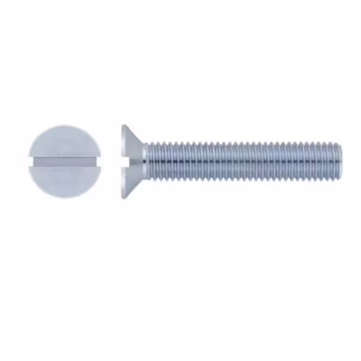 100 Vis Métaux Tête Fraisée Fendue 12 x 35 mm – DIN 963 – Zingué blanc – D-Work