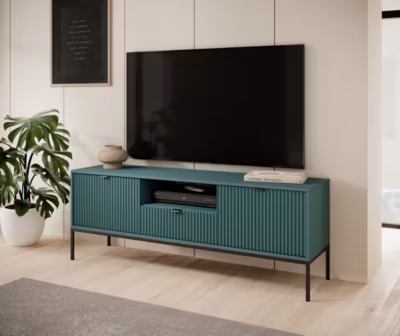 Meuble TV VENISE 154 cm Vert 2 portes 1 tiroir