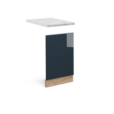 Vicco Armoires de cuisine  Bleu foncé brillant 45cm , PT Marbre