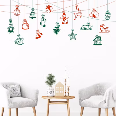 Sticker Noël guirlande de noël féerique – Autocollants stickers adhésifs noël – décoration fêtes – 50x120cm