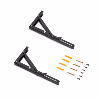 Emuca Jeu de Supports de pliage, longueur 303mm, Acier, Peint en noir