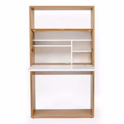 Bureau Secrétaire Design « Loma » 157cm Blanc & Chêne