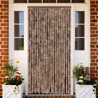 Rideau anti mouches beige et marron foncé 100×220 cm chenille