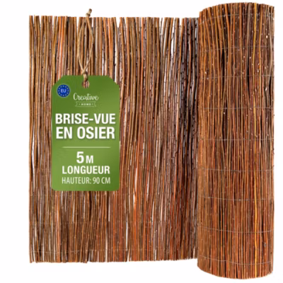 Creative Home Brise-Vue en Saule pour Balcon et Terrasse 90 x 500 cm (H x L) – Canisse Naturelle – Contre le Vent pour Patio