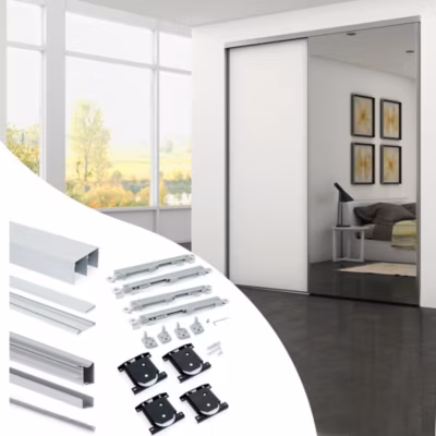 Emuca Kit de ferrures pour Placard 81 2 coulissants et fermeture souple, profilé Wave, épaisseur 16mm, panneaux non inclus,