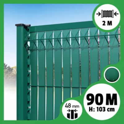 Kit 90m occultation lattes aluminium pour panneau rigide maille 55 – H 1m03 x 2m Vert