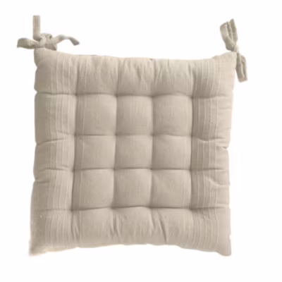 Galette piquée en coton recyclé (38×38 cm – Naturel)