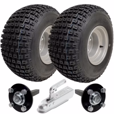 Kit de remorque pour quad 18×9,50-8 : roues à crampons, moyeu et demi-essieux, attelage, charge maximale de 204 kg