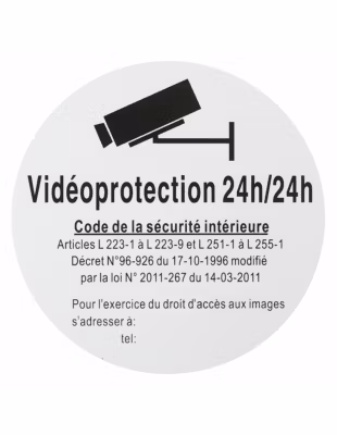 Disque de signalisation Vidéoprojection 24/24, polystyrène rigide adhésif, diamètre 180mm – THIRARD