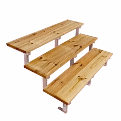 Escalier OSLO métal et pin – H54cm – 3 marches -largeur 140cm — sans contre marches