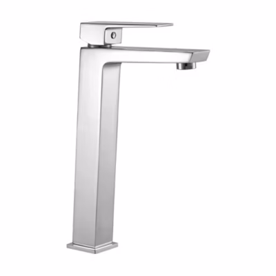 Robinet de lavabo haut à levier unique VERCO avec finition chromée brillante, en laiton Kibath