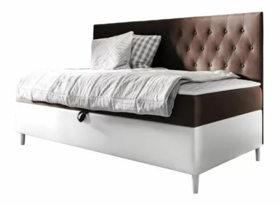 Lit continental Baltimore 166, Unique, Marron, Faux cuir, Disponible