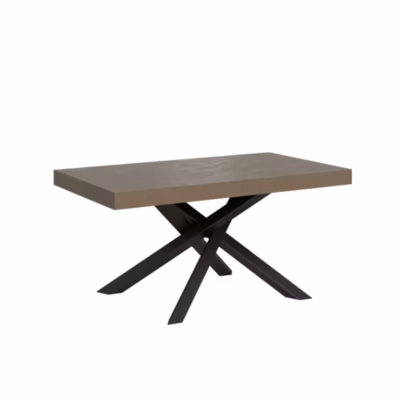 Table extensible Volantis gris tourterelle 160/420×90 cm avec pieds anthracite