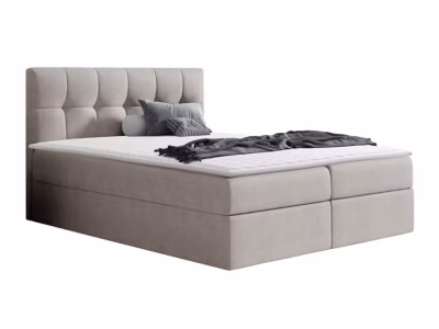 Lit continental Baltimore 128, Double, Brun clair, Tissu, Disponible