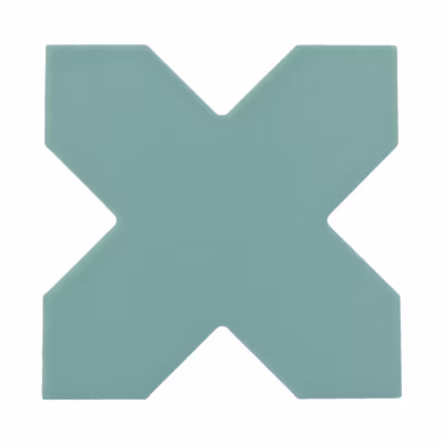 Carrelage sol / mur forme croix bleu vert 12X12 cm PORTO CROSS JADE