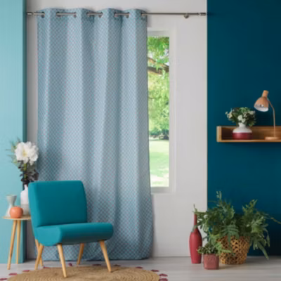 Rideau d&rsquo;ameublement au style géométrique (140×260 cm – Turquoise)