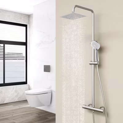 AICA colonne de douche thermostatique en laiton, douche de tête carrée, 3 jets