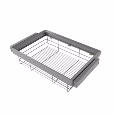 Emuca Kit tiroir en fil métallique et rack ajustable Quartz pour armoires, glissières extension totale et à fermeture douce,